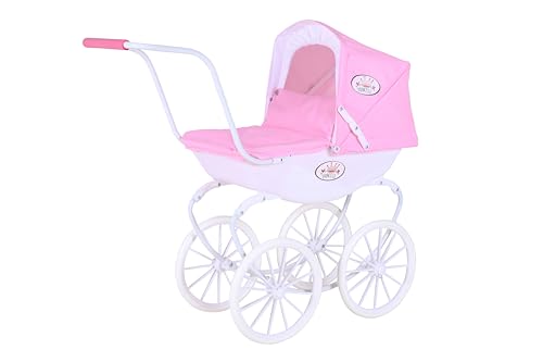 KNORRTOYS.COM-Cochecito para muñecas Classic Pram – Rosa/Blanco/Princess, Corazones, Color, 62 x 80 x 71 cm (63602)