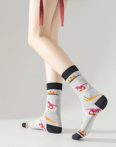 5 Pairs Cute Animal Crew Socks Fun Casual Cotton Calf Socks for Women3