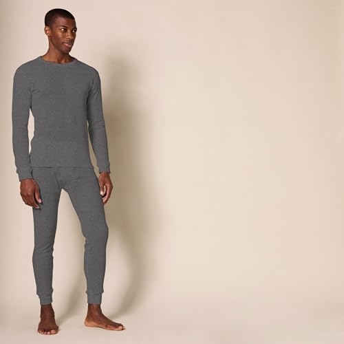 Amazon Essentials Men's Thermal Waffle Knit Long Johns Underwear Set for Cold Weather, Charcoal, Medium - Image 2