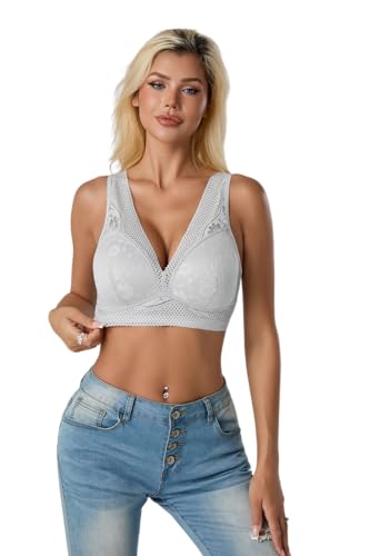 Womens Wireless Bra Breathable Daisy Lace Bralettes Comfort Full Coverage Everyday Bras4
