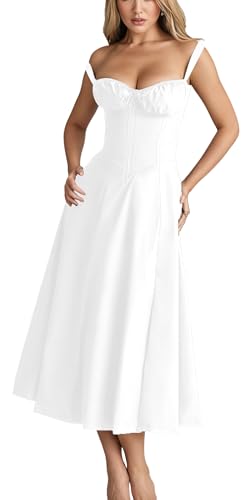 Image of Women's Spaghetti Strap Dress Floral Corset Gown Inspired Dresses Midi Evening Cocktail Party and Holidays Casual Sundress