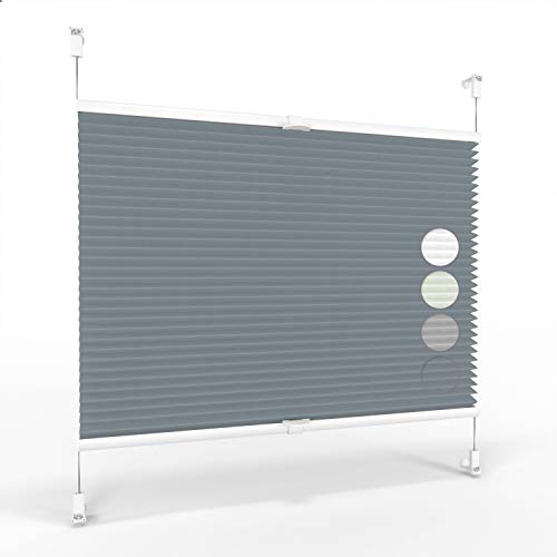 ALOHA Plissee ohne Bohren Klemmfix Faltrollo Plisseerollo Blickdicht Sonnenschutz Jalousie für Fenster & Tür (Graphit / 55x130cm / Breite x Höhe)