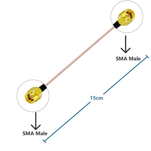 Vecys SMA antennekabel SMA plug plug kabel DAB + WLAN antennekabel RG316 15 cm 6 inch 2 stuks voor WLAN WLAN 2G 3G 4G antennerouter GSM Bluetooth WLAN LAN SDR FPV apparaten - Image 3