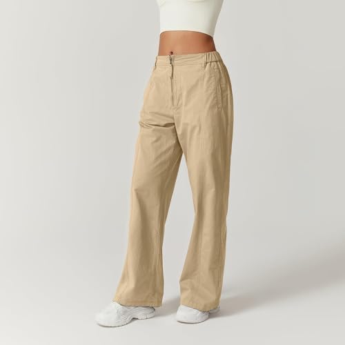 Baggy Cargo Pants Women Zip Front High Waisted Wide Leg Pants Y2k Streetwear Casual Cotton Palazzo Pants with Pockets4