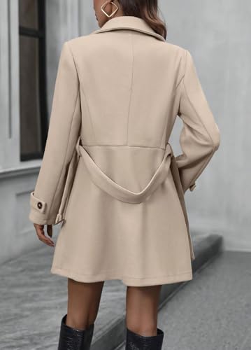 chouyatou Women's Elegant Double Breasted Wool Coat Long Sleeve Belted Midi Long Winter Trench Coat2
