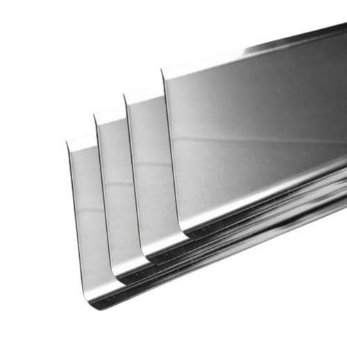Plinthe acier inoxydable poli en finition brillante, plinthe inox, Dimensions et hauteur au choix, Longueur d’une plinthe 2 m, MadeInNature (1, 6 ML, Hauteur 8 cm)