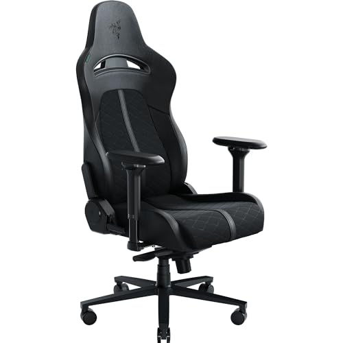 Razer Enki Gaming Chair: All-Day Comfort – Built-in Lumbar Arch – Optimized Cushion Density – Dual-Textured, Eco-Friendly Synthetic Leather – Reactive Seat Tilt & 152-Degree Recline – Black