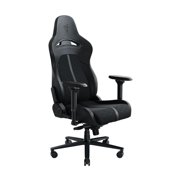 Razer Enki Gaming Chair: All-Day Comfort – Built-in Lumbar Arch – Optimized Cushion Density – Dual-Textured, Eco-Friendly Synthetic Leather – Reactive Seat Tilt & 152-Degree Recline – Black
