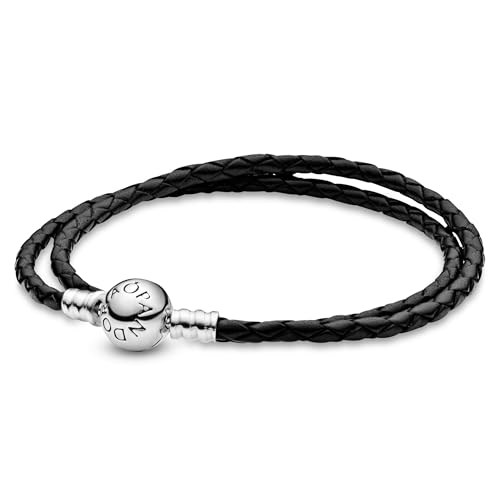 PANDORA Moments Double Woven Leather Bracelet with Silver Clasp - Sterling Silver Bracelet - Jewelry for Women - Includes Gift Box2