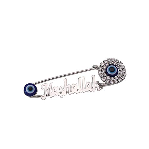 ZKDC Muslim Islam Mashallah Turkey Evil Eye Stainless Steel Crystal Brooch Baby Pin