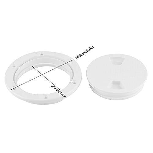 Pissente 4in ABS Deck Plate, Round Non Slip Inspection Hatch with Detachable Cover White Hatch Cover with O Ring Seals for Boats