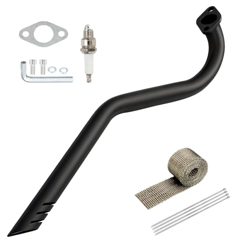 XIKOBY Upgraded Exhaust Pipe Center Exit Compatible with Coleman CT100U Massimo MB100 F-RP GMB100 Rascal Lite Mini Bike Predator 79cc 98cc 3.0HP 154F Engine Parts Black