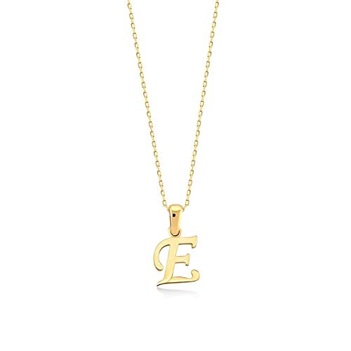 Gelin14K Solid Gold Cursive Initial Necklace | 14K Real Gold Script Letter Necklace for Women | 14K Yellow Gold Alphabet Pendant Necklace | Dainty 14K Gold Jewelry | Gifts for Birthday, 18'
