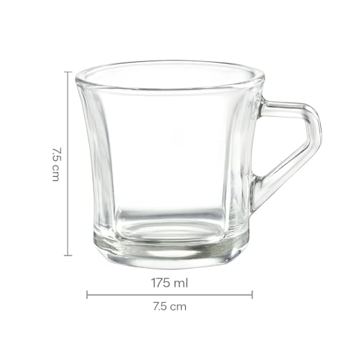 Image of Borosil 175ml 6pc Cyder Tea /Coffee Mug Set | Borosilicate Tuff Glass Made in India Cup Set for Chai, Green Tea, Coffee, Milk | Microwave Safe, Scratch Resistance, Lightweight | Transparent