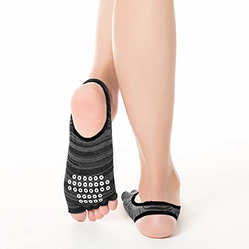 Lujuny Nonslip Yoga Grip Toeless Socks Heelless Socks – Cotton Pilate Barre Ballet Dance Athletic Hospital Stockings (Black) #TOP1