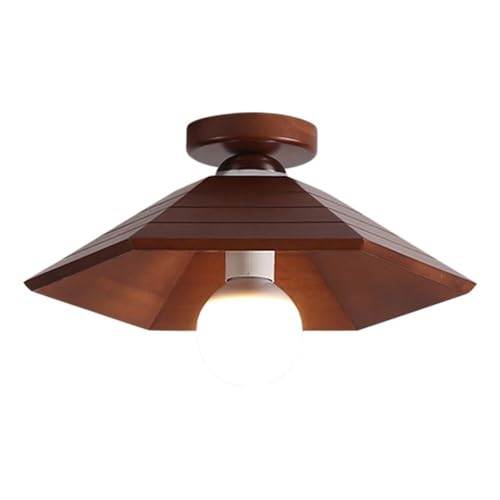 Lámpara de techo retro E27 en madera maciza semiempotrada para salón y dormitorio 2