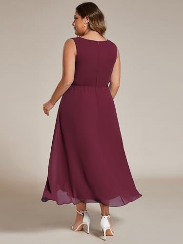 Ever-Pretty Women's Summer Chiffon Sleeveless V Neck Applique Plus Size High Low Formal Wedding Guest Dresses 41926-DA2