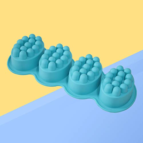 Hemoton 4 Cavidades Massagem Barra Molde de silicone 3D DIY Sabonete de grau alimentício Pudim Jelly