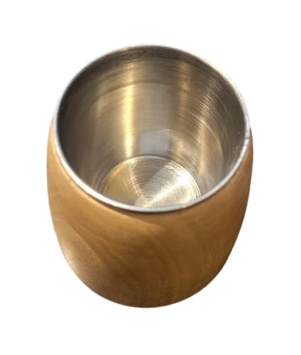 Wooden World - Set of 4 Premium Wooden Alcohol Shot Glass with Metal Insert - Light Brown - Image 3