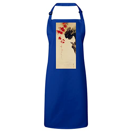 Tablier cuisine bleu estampe japonaise oiseau lierre idée cadeau