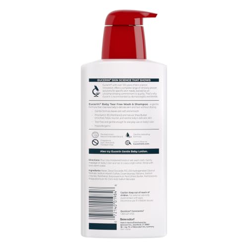 Eucerin Baby Unscented Baby Shampoo and Body Wash, Hypoallergenic, Tear Free Shampoo and Wash with Pro-Vitamin B5 and Shea Butter, 13.5 Fl Oz Bottle 3 pack - image 6