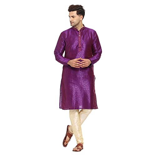 Men Art Silk Kurta Pyjama Set Party Fashion Regular Ethinic Wear Indian Dress