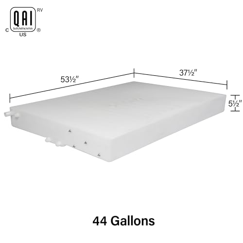 Image of 44 Gallon RV Fresh Water Tank, Potable Water Storage Tank for Drinking, Cooking, Cleaning, Showering, for Campers, Trailers, Motorhomes, RVs, Low-Profile Shape, 53.5 inch x 37.5 inch x 5.5 inch (WT-1503)