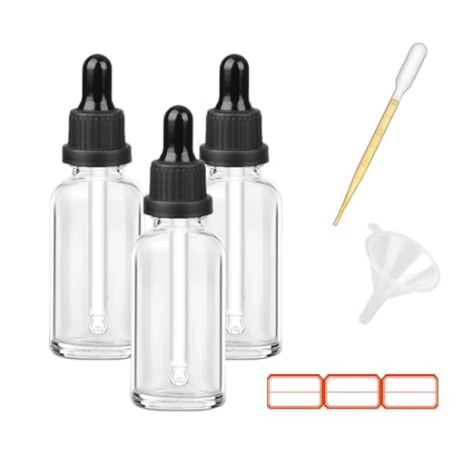 FontFable - Clear Glass Dropper Bottle 1oz, Tincture Bottles with Glass Dropper, for Essential Oils, Aromatherapy, Cosmetic, Laboratory, Pharmacy, Liquids, Travel (3 Pack) - -8%