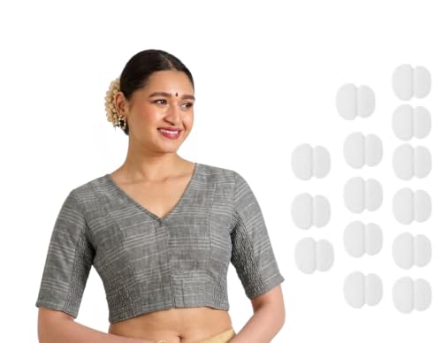 Image of Studio Shringaar Women Cotton Half Sleeve Madras Checks Saree Blouse with Stretchable Sides