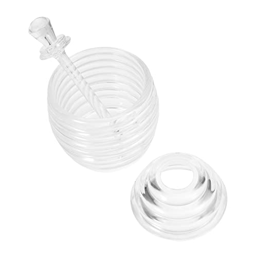 STOBAZA Honey Storage Jar Dipper 265ml Plastic Honey Pot Syrup Dispenser for Household