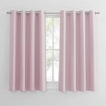 PONY DANCE Girls Pink Bedroom Curtains, Thermal Insulated Room Darkening Curtains with Eyelet, Short Drapes for Nursery/Kids Bedroom, 2 Panels, W46 X L54, Pink