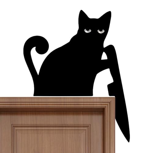 Décorateur De Porte - Décorateur De Porte Décoratif en Bois - Art Murale Décoratif en Forme de Chat pour Propriétaires, Résidents d'Appartement, Chambre, Bureau, Boutique Halloween