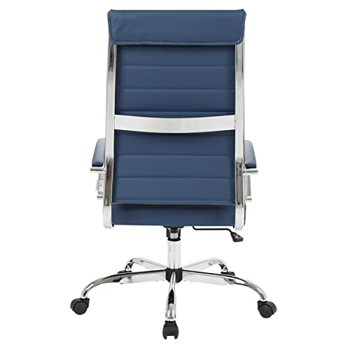 Leisuremod Benmar Modern High-Back Adjustable Swivel Leather Office Chair, Navy Blue #TOP4
