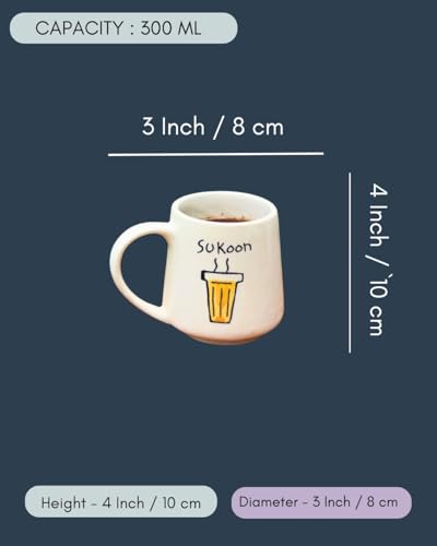Image of WEAVING HOMES Sukoon & Chai Ho Jaye Mug - The Chai Lover Handcrafted Mugs to Gift to Best Friend, Tea Mugs, Microwave Safe Coffee Mugs, Ceramic Tea Cups Set of 2