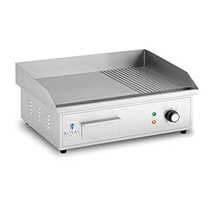 Royal Catering RCPG42-M Elektrische bakplaat 548 x 350 mm Geribbeld + plat 3.000 W Elektrische grill met platte…