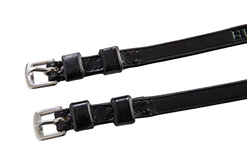 Huntley Equestrian Premium English Leather Spur Straps (Black, 18" Inches Long) - Thumbnail 2