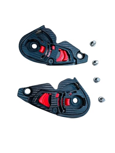 Image of Visor Side Screw Mechanism Set for Axor Apex Helmet, Carbon Fiber Pattern, Black and Red