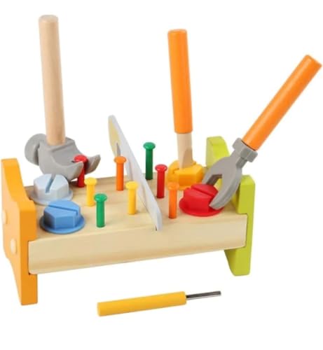 Image of Wudly Wooden Tool Bench Set - Pretend Play Workshop for Kids, Realistic Tools & Accessories, Educational STEM Toy for Boys & Girls Age 3-6, Durable Wood Construction, Gift-Ready