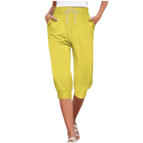Jogging Capri métallique brillant femme taille haute pantalon ample multicolore avec poches