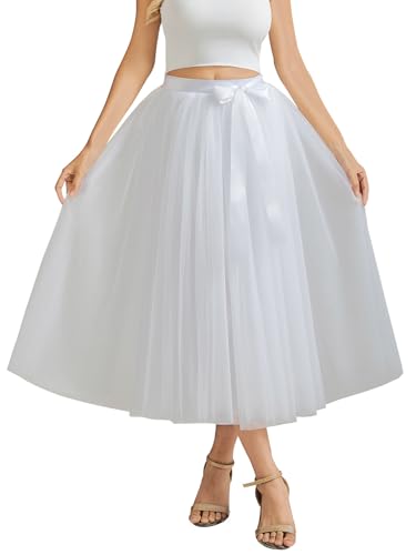 A line Tea Length Tulle Skirt for Party Prom Casual Wear