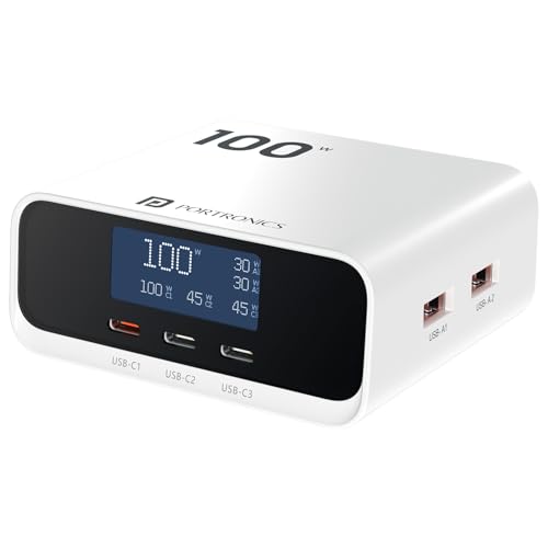 Portronics 100W Adapto 100D 5-Port Charger, White - Image 2