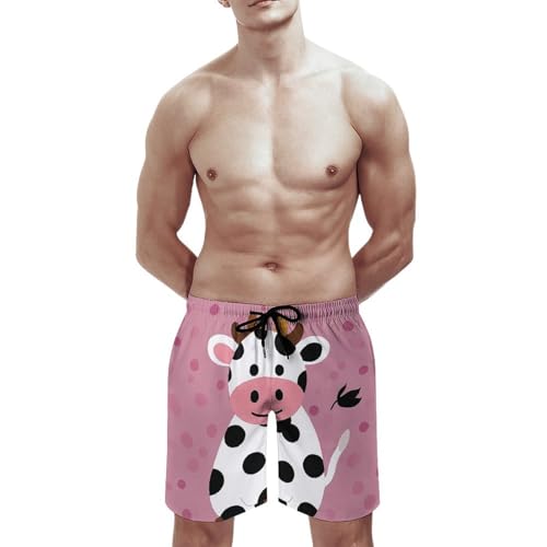 Mens Shorts Cute Cow Polka Dot Men Swim Trunks Quick-Dry Beach Shorts with Drawstring Pocket Bathing Suit3