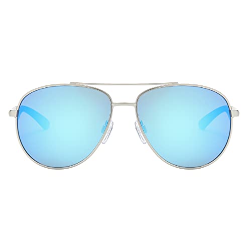 Piranha Luther Aviator Sunglasses with Silver Frames and Mirrored Blue Lens2