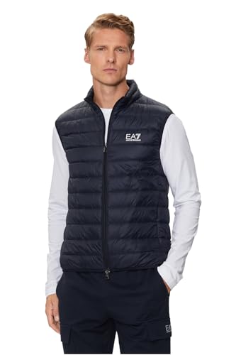 EA7 Men's Chest Logo Lightweight Gilet, Blue, L