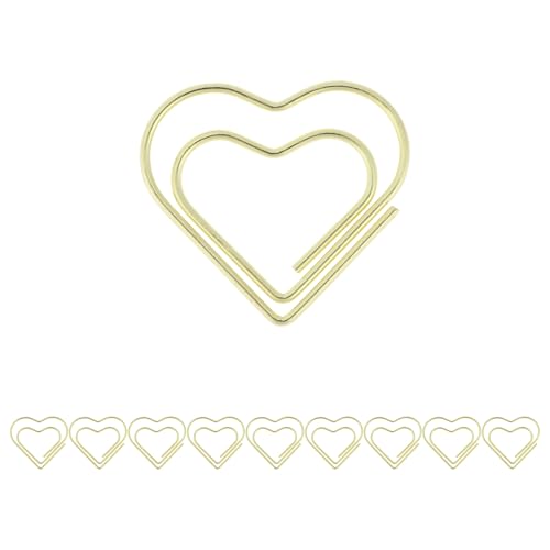 CAPASTEC ペーパークリップ メモクリップ 可愛い ブックマーク 書類整理/招待状/付箋/手紙/メモ帳用 文房具 オフィス 装飾 色が豊富 スタイルが多様 10本入り ゴールド ハート
