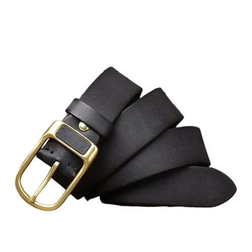 Men Leather Belt Solid Cowhide Retro Designer Buckle