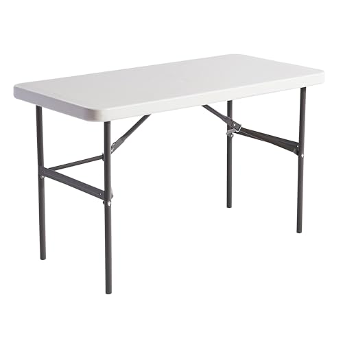 Alera ALE Banquet Folding Table, Rectangular, Radius Edge, 48 x 24 x 29, Platinum/Charcoal