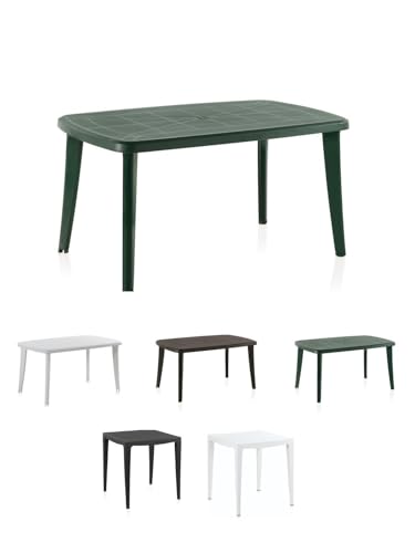 Jardin202 - Mesa para Interior y Exterior - Mesa de Plástico para Jardín con Protección UV | 140x80x73 cm (Verde)