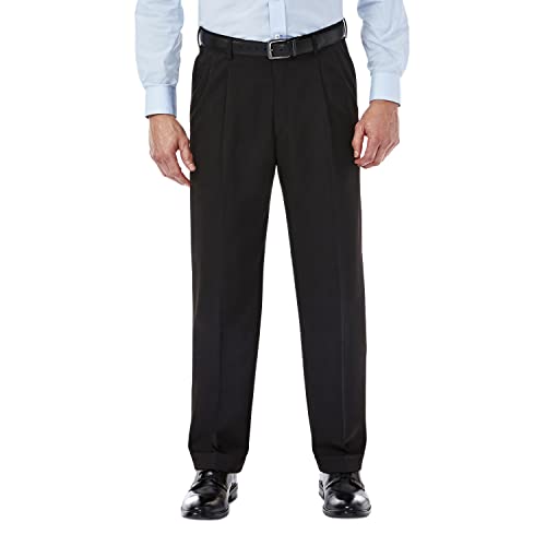 Haggar mens Mynx Gabardine Hidden Expandable Waistband Classic Fit Front Pleated dress pants