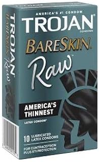 Trojan Bareskin RAW Condom Bundle with a Classy Brass Pocket Case, America's Thinnest Latex Condoms-10 Count